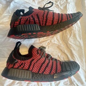adidas Red and Black NMD R1 Primeknit Slip-On Athletic Shoes